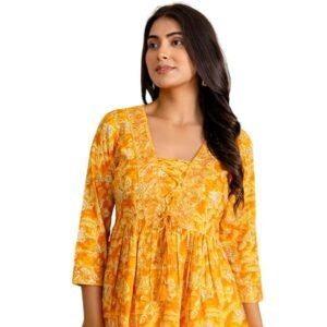 Women Floral Printed Viscose Rayon Flared Kurti