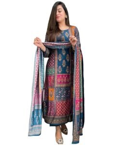 Women’s Viscose Rayon Straight Kurta Pant Dupatta Set