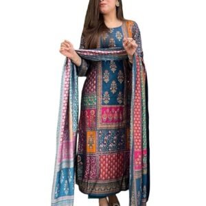 Women’s Viscose Rayon Straight Kurta Pant Dupatta Set